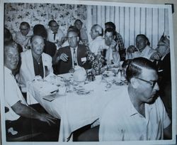 Sebastopol Lions Club members Spencer Bisby and Jack Robinson at the Lions Club district meeting, about 1963