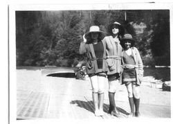 Bunni Myers with two friends at Guernewood Park at the Russian River, June, 1921