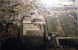 Aerial photo of the Sebastopol Coop Cannery at Highway 116 and Occidental Road