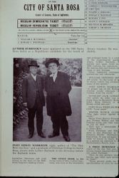 Newspaper article with photo of Luther Burbank and Edwin Markham