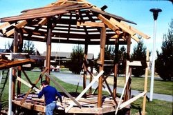Construction of the gazebo at Brookhaven Park in Sebastopol, summer 1976