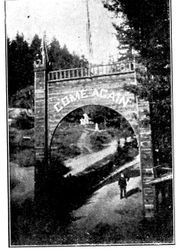 Wooden "Come Again" arch at Camp Meeker California near the Russian River