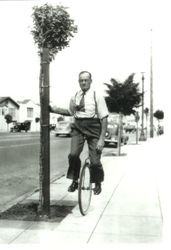 William Palmer riding a unicycle in about 1939