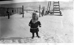 Harriet Elvy in the snow at Siskiyou County