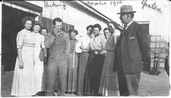 T. J. Janes sorting and packing crew gathered for a photograph outside his dryer in Graton in 1910