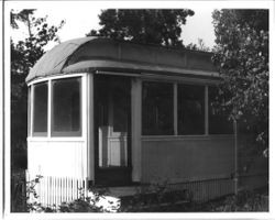 P&SR streetcar located near Analy High School that was used as a residence by Mrs. Vinnie Hampton in the 1950s and 1960s