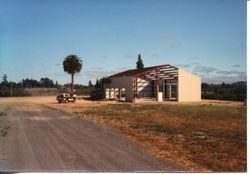 Construction of the Hallberg Fruit stand and bakery on Highway 116, Gravenstein Highway North, September, 1982