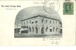 Business post card from Analy Savings Bank, dated April 27, 1906