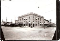 Kingsbury Building on the corner of Main Street and Santa Rosa Avenue, Sebastopol, California, looking northeast, 1920