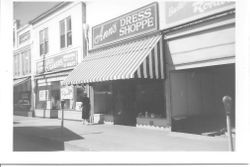 Storefront of Ann's Dress Shoppe on the west side of Main Street Sebastopol, 1956