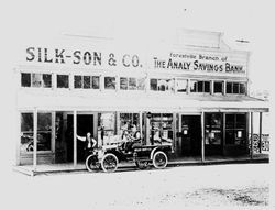 Forestville's Silk-Son and Co. and the Forestville Branch of the Analy Savings Bank, Forestville, California, 1900s