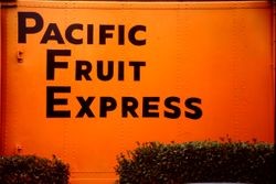 Refurbished Southern Pacific boxcar Pacific Fruit Express for the West County Museum at 261 South Main Street in Sebastopol