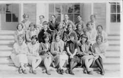 Yearbook photo in 1927 of the Analy Scholarship Society, Chapter #122 on the steps of the then new Analy gym