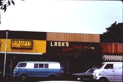 Whaley's Fabrics and Lash's Buster Brown Shoes in Sebastopol, California, 1977