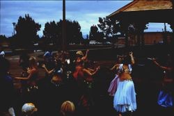 Belly dancers performing at the dedication of the gazebo at Brookhaven Park, Sebastopol, California, October 1976