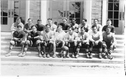 Analy Union High School football team in 1927 on the steps of Analy Gym