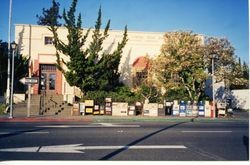 Sebastopol, California, looking west on South Main Street at the Sebastopol U. S. Post Office building, built about 1935, photographed about 2000