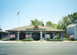 American flags line South Main Street of Sebastopol, California, near the West County Museum, 2002