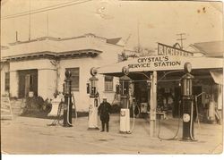 Crystal's Service Station on east side of Main Street in Sebastopol between Wilton and McKinley