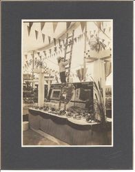 Sebastopol Berry Grower's display of fruits and berries displayed at Gravenstein Apple Fair in Sebastopol, about 1910