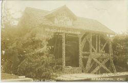 1910 Gravenstein Apple Show with apple display of Sebastopol Grist Mill, 1852 sponsored by Stony Point District