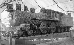 1914 Gravenstein Apple Fair display of a train