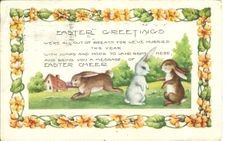 Easter Greeting with rabbits and flowers, postmarked Saint Paul Minn., March 22, 1921