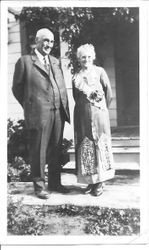 William and Leona Rosebrook on the porch steps of their farmhouse on Mill Station Road in Sebastopol at the time of their golden wedding anniversary, November 1925