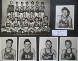 Analy High School basketball B team of 1949-50--a group photo and five individual photos