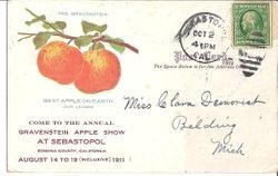 1911 postcard advertising the Gravenstein Apple Show