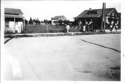 Unidentified residential street in Sebastopol, California, about 1900