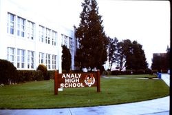 Front of Analy High School in Sebastopol, California, 1970