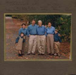 Harvey Henningsen photo of the Hallberg family taken in their driveway at 2597 Gravenstein Highway North, Sebastopol, California, November 1999