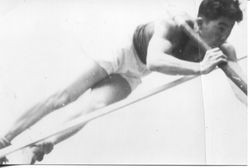 Analy High School pole vaulter Kanemi Ono, about 1935