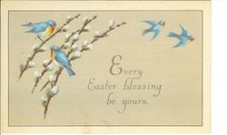 Easter greeting with bluebirds