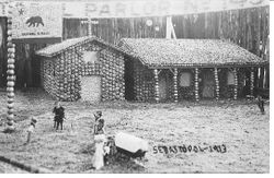 1913 Gravenstein Apple Show display by the Native Sons of the Golden West, Sebastopol Parlor No. 143 depicting the Bear Flag Revolt in the town of Sonoma on June 14, 1848
