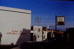 Bank of Sonoma County building at the corner of Main Street and Sebastopol Avenue (Highway 12), 1977