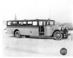 Analy Union High School bus at Scotts Avenue and Commerce Street in Stockton, California, about 1925