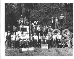 Sturgeon's Mill crew of old-timers posed in front and on an truck