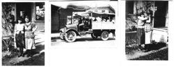 Two photos of Bunni Myers with a girlfriend, a third photo of a tourist bus, Sunday, March 12th, 1922