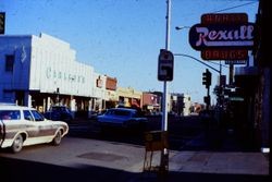 Looking south on North Main Street Sebastopol, California, 1970s and the McKinley Street intersection