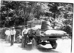 Riddell family's road trip on Skaggs Road--probably to Stewarts Point on the northern California coast, about 1920