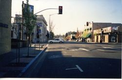 Sebastopol, California, looking south at the intersection of South Main Street and North Main crossing Bodega Avenue, about 2000