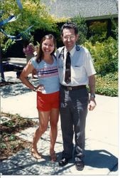 Two unidentified people outside of Palm Drive, June 1986