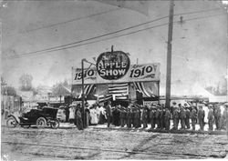 Group of boys from the San Francisco Children's Aid Society at the first Gravenstein Apple Show in 1910 in Sebastopol, California