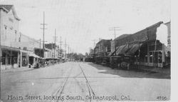 Street view of downtown Sebastopol, about 1910 looking south