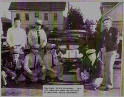 Sebastopol Police Department in 1959 with ambulance owned and operated by Sebastopol Police Department