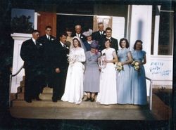 Wedding photo of Betty Hallberg and George Jewell, 1947