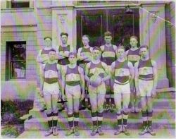 Analy Union High School basketball team of 1920 on the steps of Sebastopol Grammar School