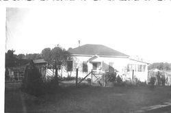 Alice Witham on the front porch at the Whitham Ranch in Windsor, California, 1930s or 1940s